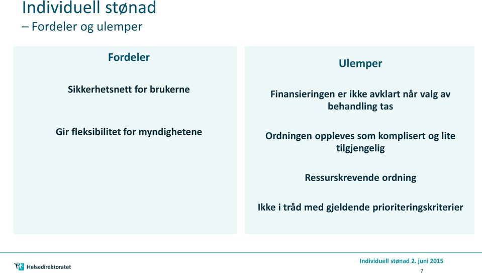 når valg av behandling tas Ordningen oppleves som komplisert og lite