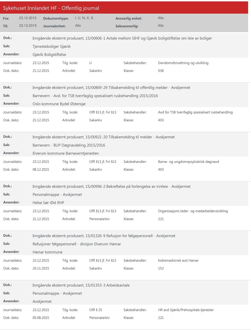 for TSB tverrfaglig spesialisert rusbehandling 2015/2016 Oslo kommune Bydel Østensjø Avd for TSB tverrfaglig spesialisert rusbehandling Inngående eksternt produsert, 15/00921-20 Tilbakemelding til