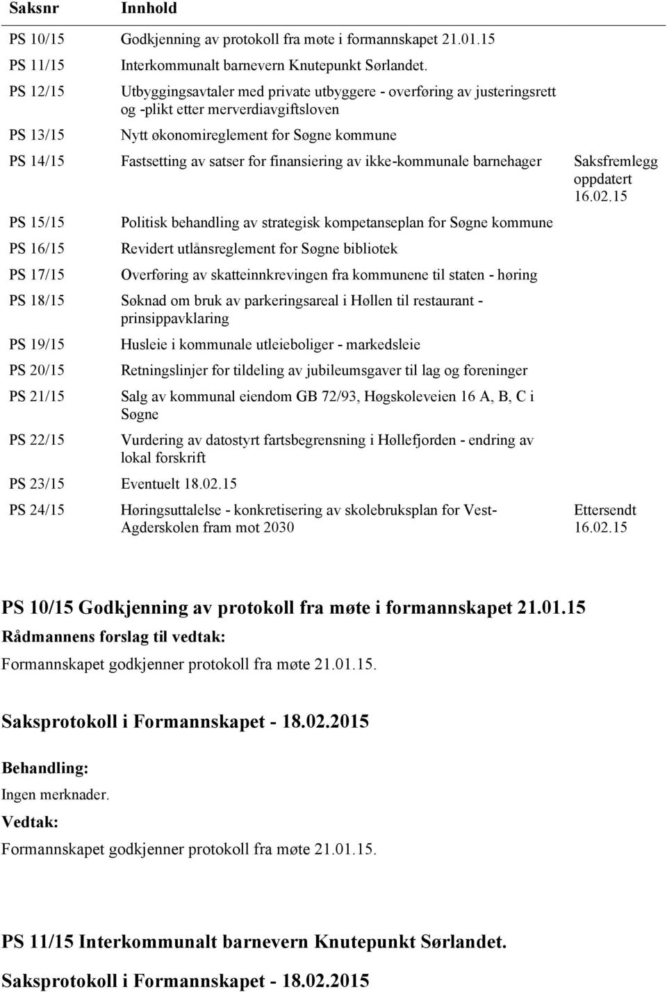 ikke-kommunale barnehager Saksfremlegg oppdatert 16.02.