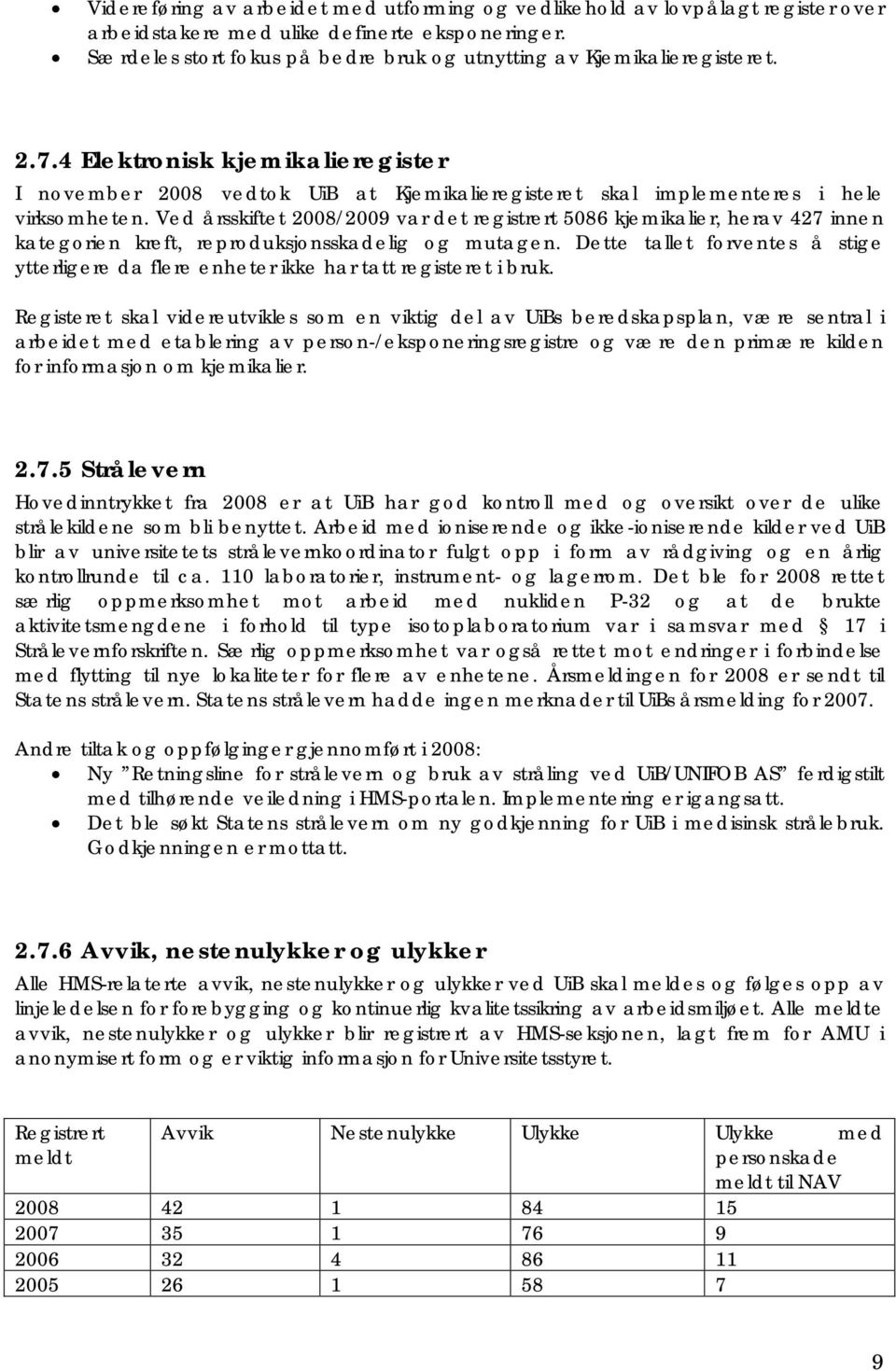 Ved årsskiftet 2008/2009 var det registrert 5086 kjemikalier, herav 427 innen kategorien kreft, reproduksjonsskadelig og mutagen.