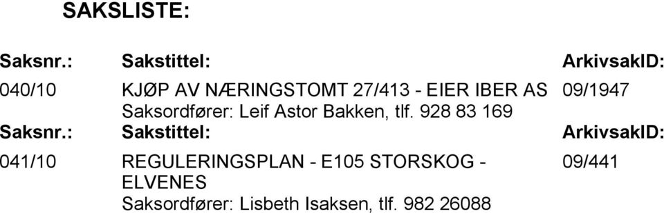 IBER AS 09/1947 Saksordfører: Leif Astor Bakken, tlf.