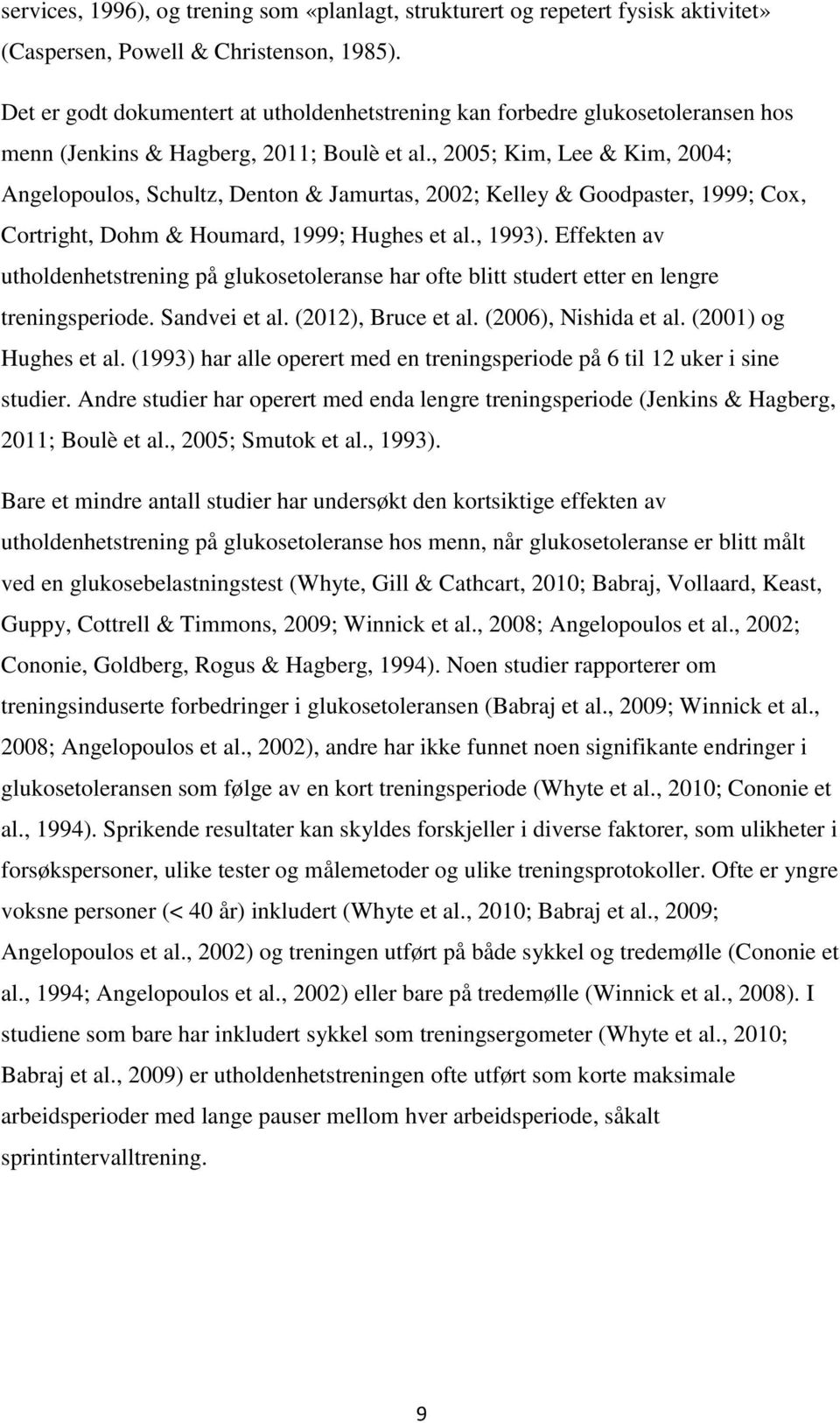 , 2005; Kim, Lee & Kim, 2004; Angelopoulos, Schultz, Denton & Jamurtas, 2002; Kelley & Goodpaster, 1999; Cox, Cortright, Dohm & Houmard, 1999; Hughes et al., 1993).