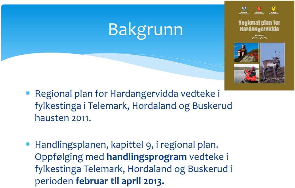 Handlingsplanen, kapittel 9, i regional plan.