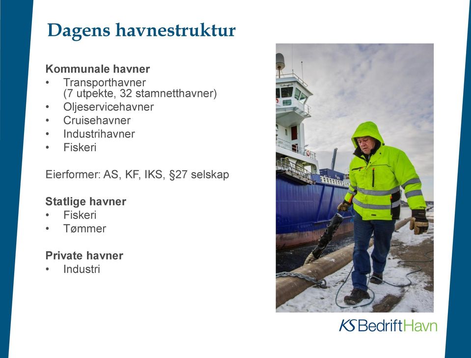 Cruisehavner Industrihavner Fiskeri Eierformer: AS, KF,