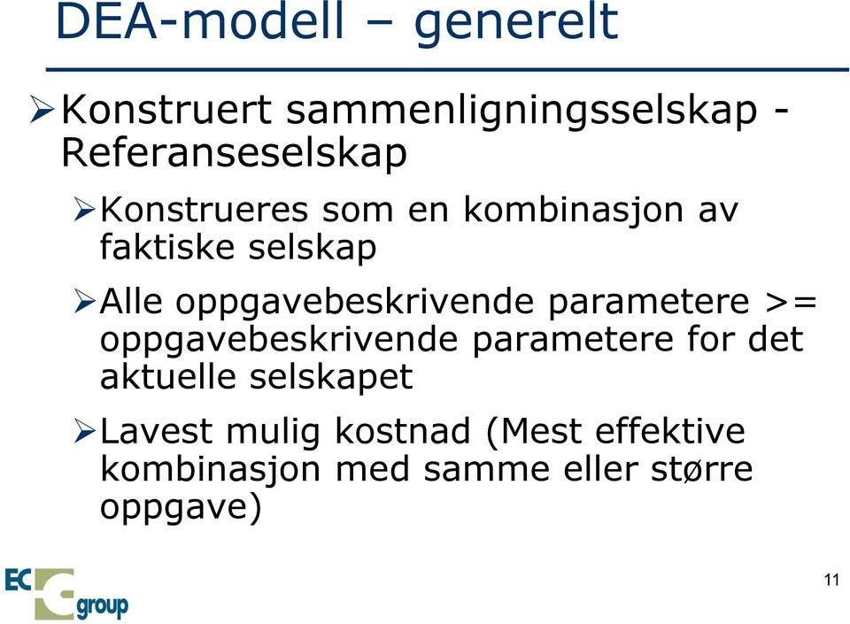 parametere >= oppgavebeskrivende parametere for det aktuelle selskapet