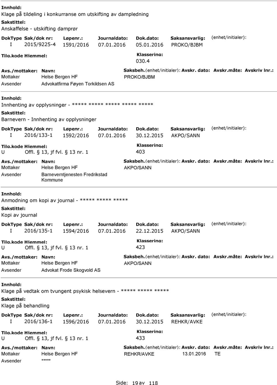 2015 AKO/SANN 403 Avs./mottaker: Navn: Saksbeh. Avskr. dato: Avskr.måte: Avskriv lnr.