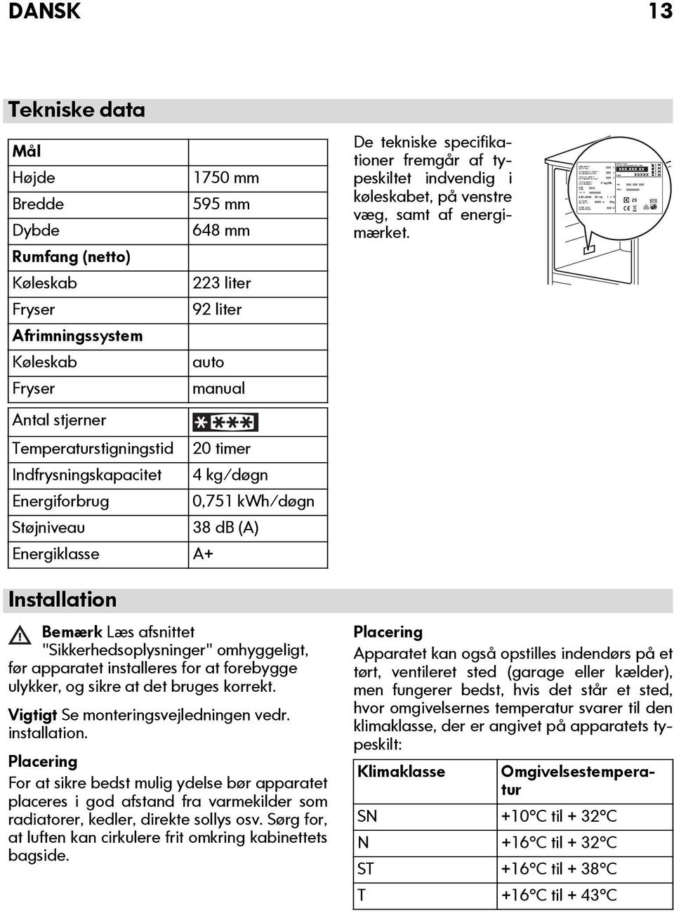 omhyggeligt, før apparatet installeres for at forebygge ulykker, og sikre at det bruges korrekt. Vigtigt Se monteringsvejledningen vedr. installation.