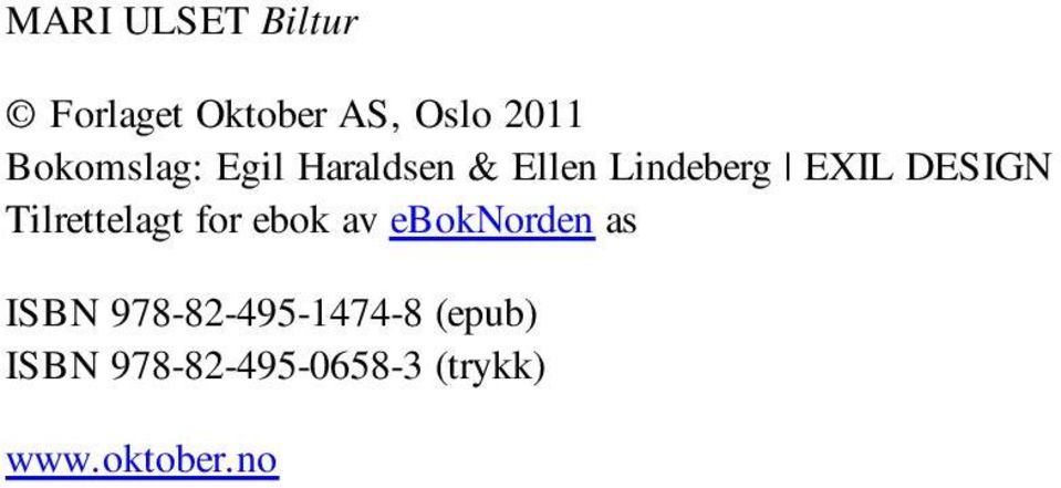DESIGN Tilrettelagt for ebok av eboknorden as ISBN