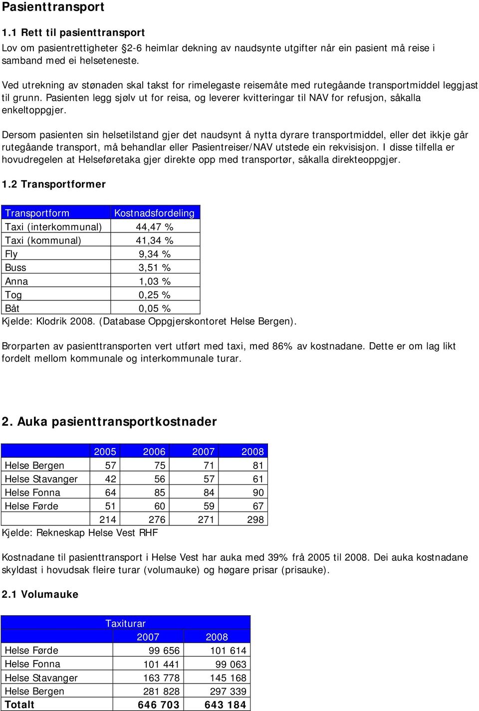 Pasienten legg sjølv ut for reisa, og leverer kvitteringar til NAV for refusjon, såkalla enkeltoppgjer.