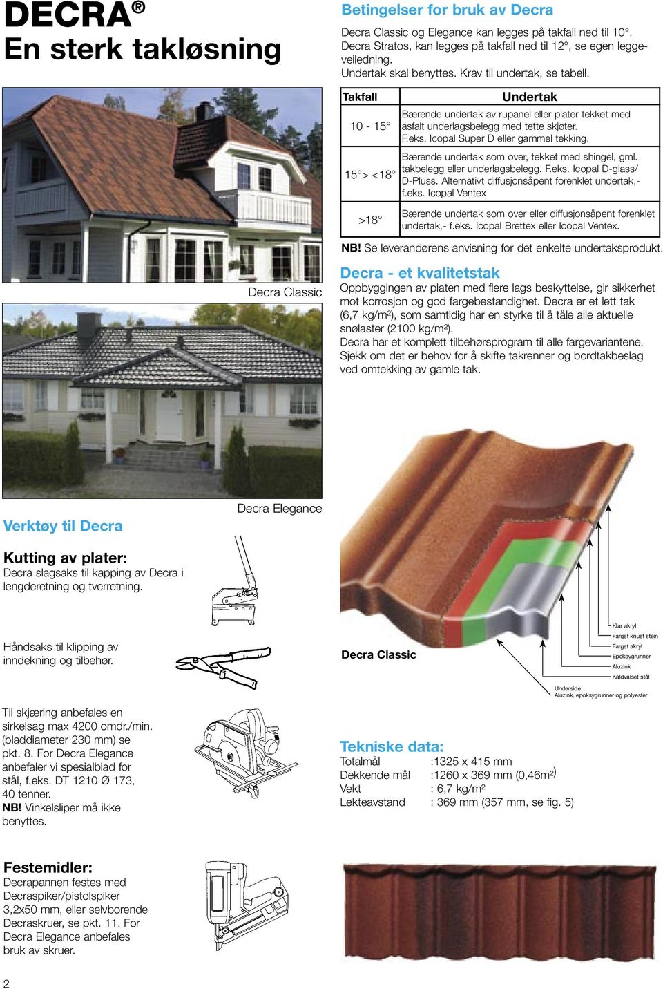 Icopal Super D eller gammel tekking. Bærende undertak som over, tekket med shingel, gml. takbelegg eller underlagsbelegg. F.eks. Icopal D-glass/ D-Pluss.