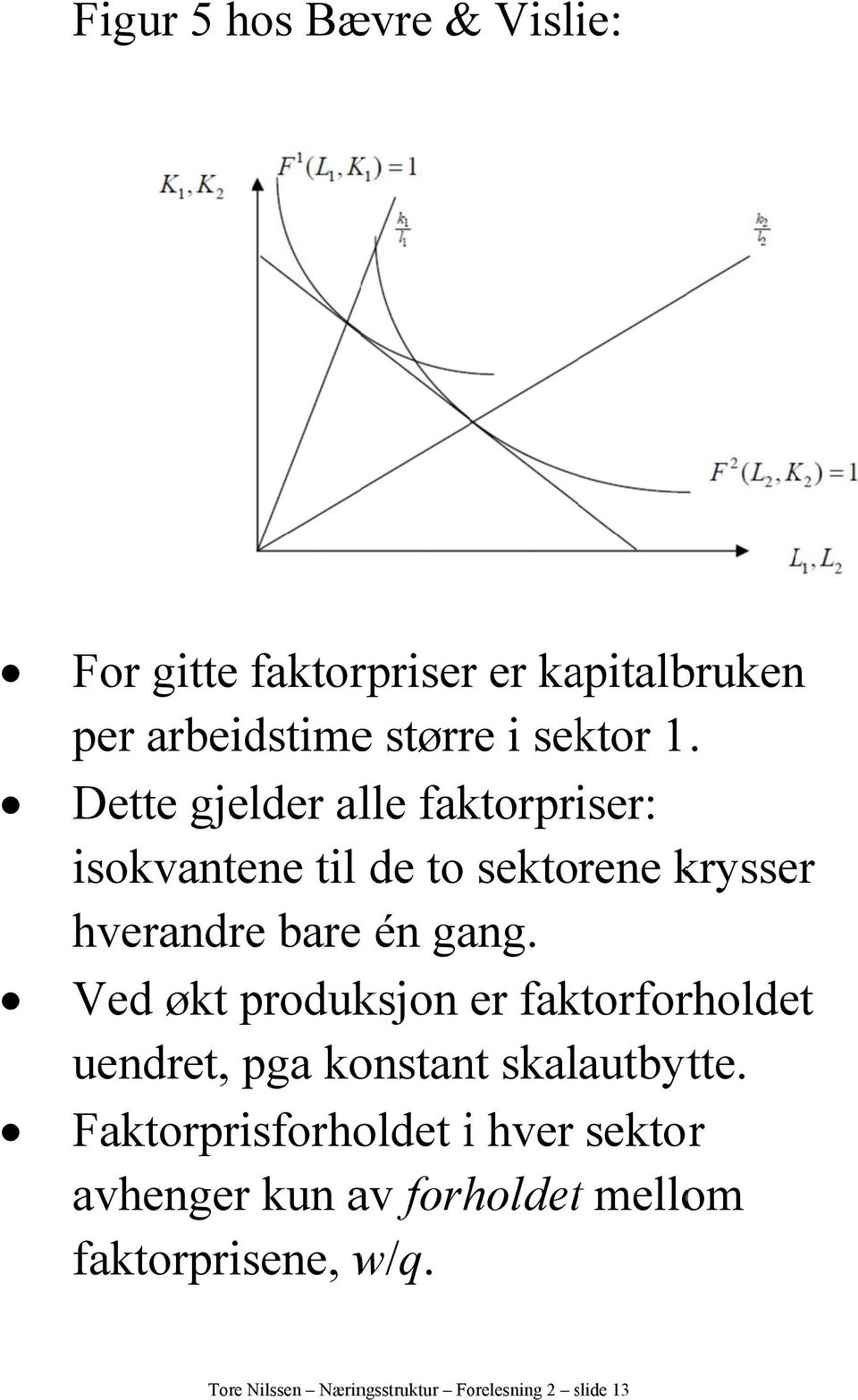 Ved økt produk ksjon er faktorforholdet uendret, pga konstant skalautbytte.