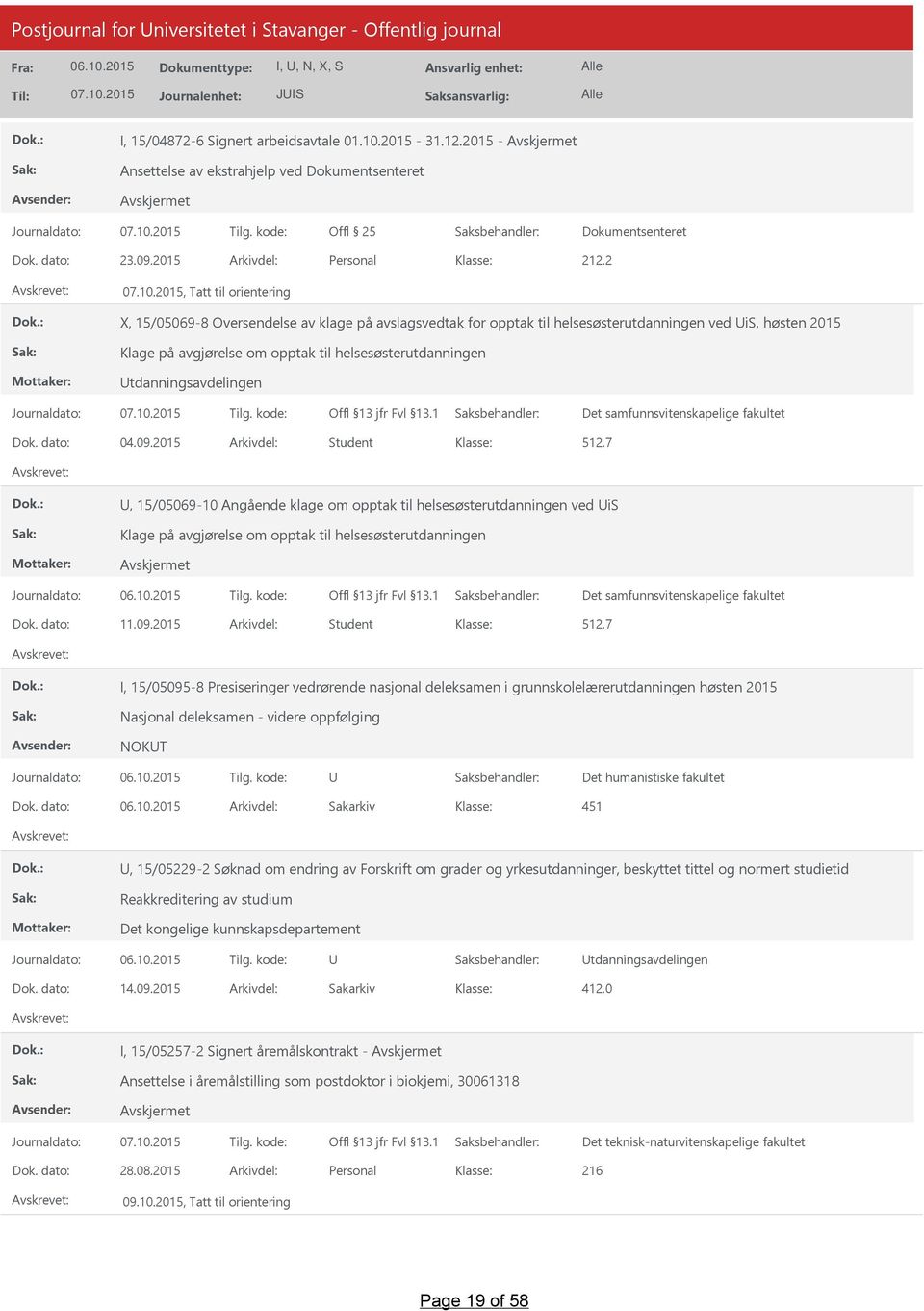 helsesøsterutdanningen tdanningsavdelingen Dok. dato: 04.09.2015 Arkivdel: Student 512.