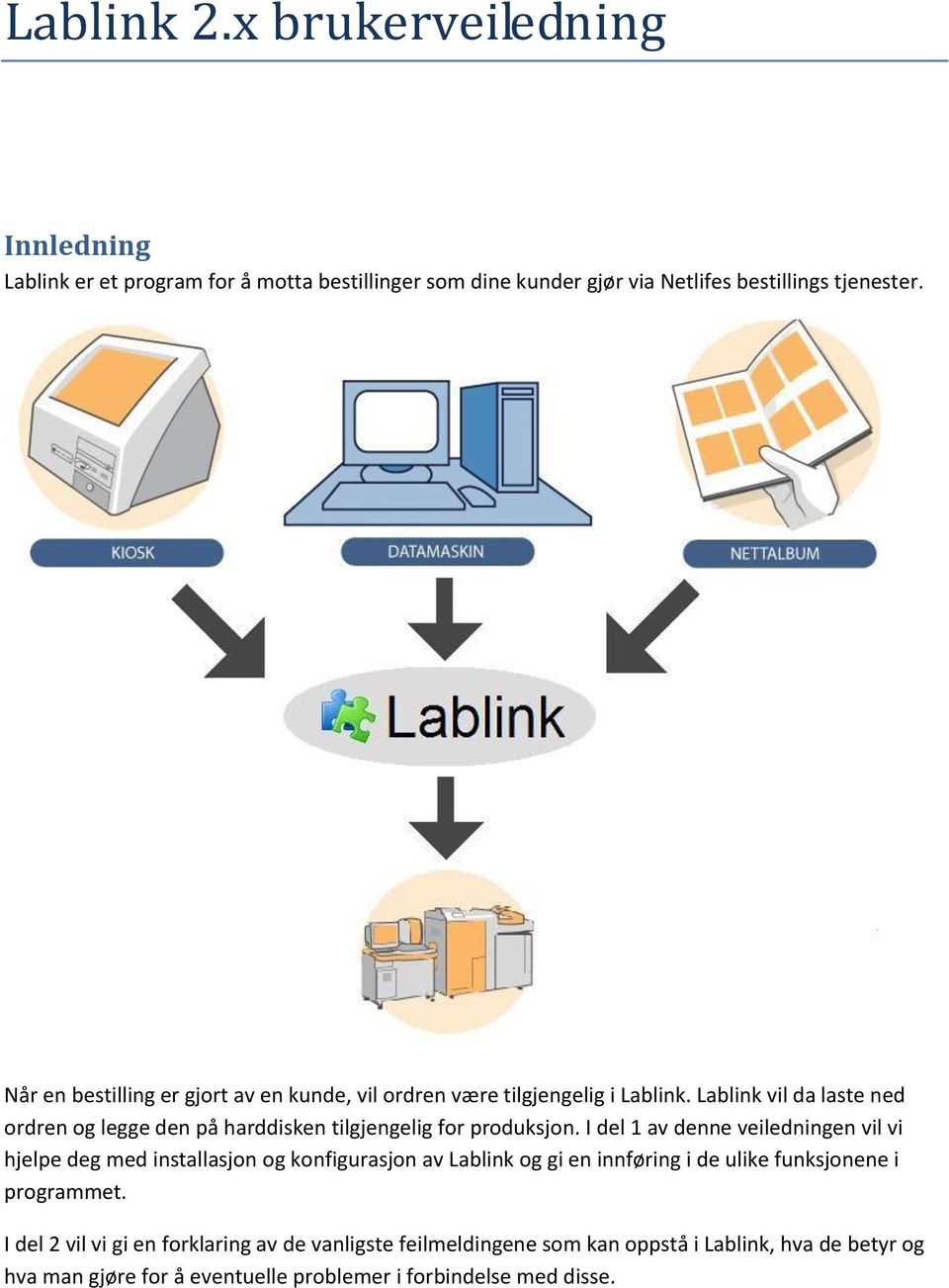 Lablink vil da laste ned ordren og legge den på harddisken tilgjengelig for produksjon.