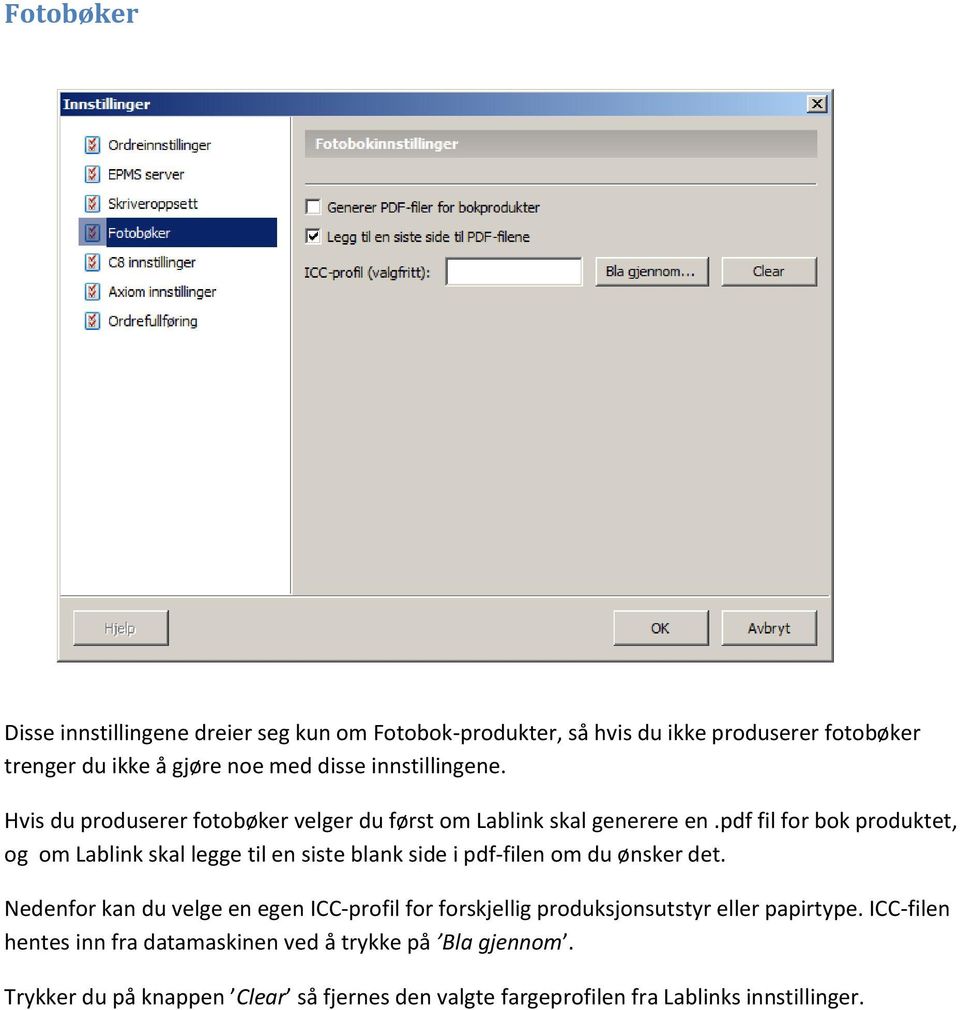 pdf fil for bok produktet, og om Lablink skal legge til en siste blank side i pdf-filen om du ønsker det.