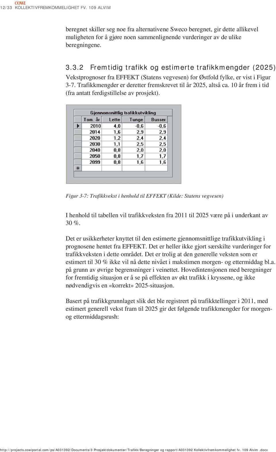 3.2 Fremtidig trafikk og estimerte trafikkmengder (2025) Vekstprognoser fra EFFEKT (Statens vegvesen) for Østfold fylke, er vist i Figur 37.