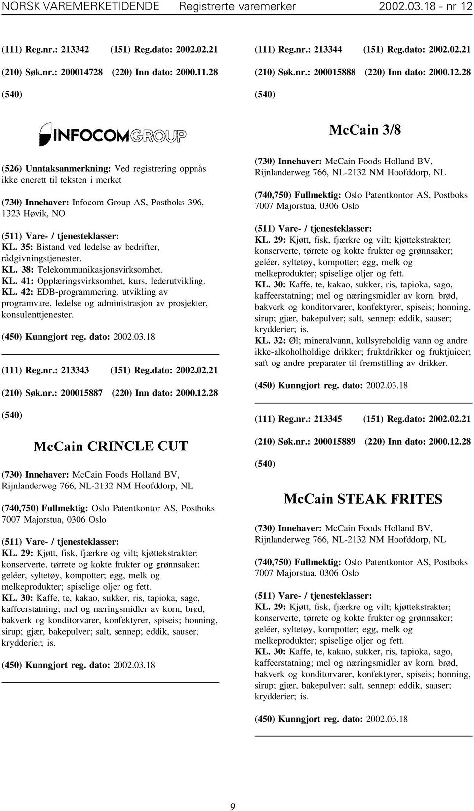 28 (526) Unntaksanmerkning: Ved registrering oppnås ikke enerett til teksten i merket (730) Innehaver: Infocom Group AS, Postboks 396, 1323 Høvik, NO KL.