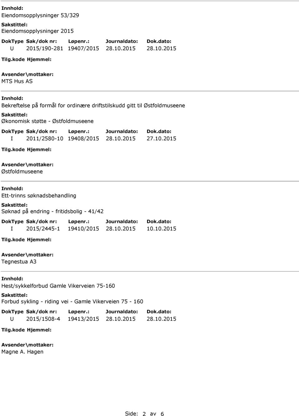 søknadsbehandling Søknad på endring - fritidsbolig - 41/42 2015/2445-1 19410/