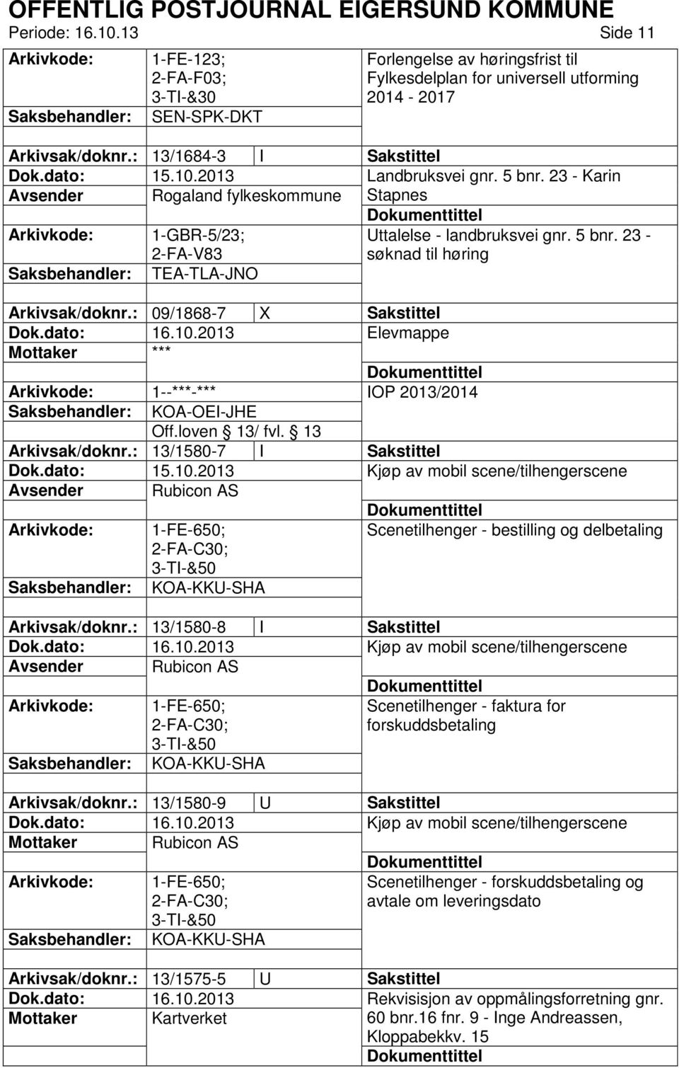 : 09/1868-7 X Sakstittel Elevmappe *** 1--***-*** IOP 2013/2014 KOA-OEI-JHE Arkivsak/doknr.