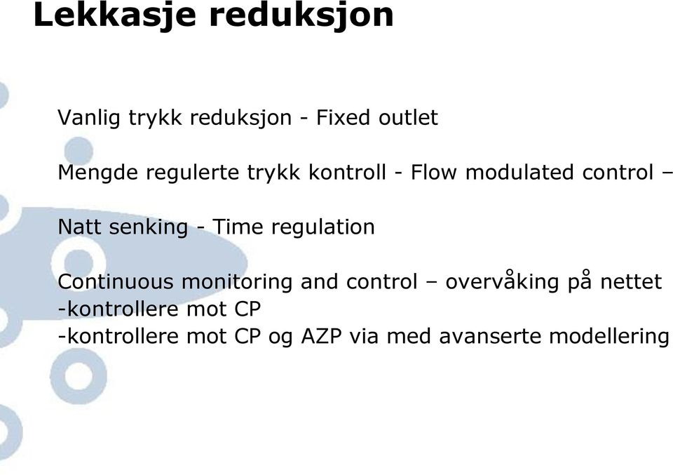 Time regulation Continuous monitoring and control overvåking på