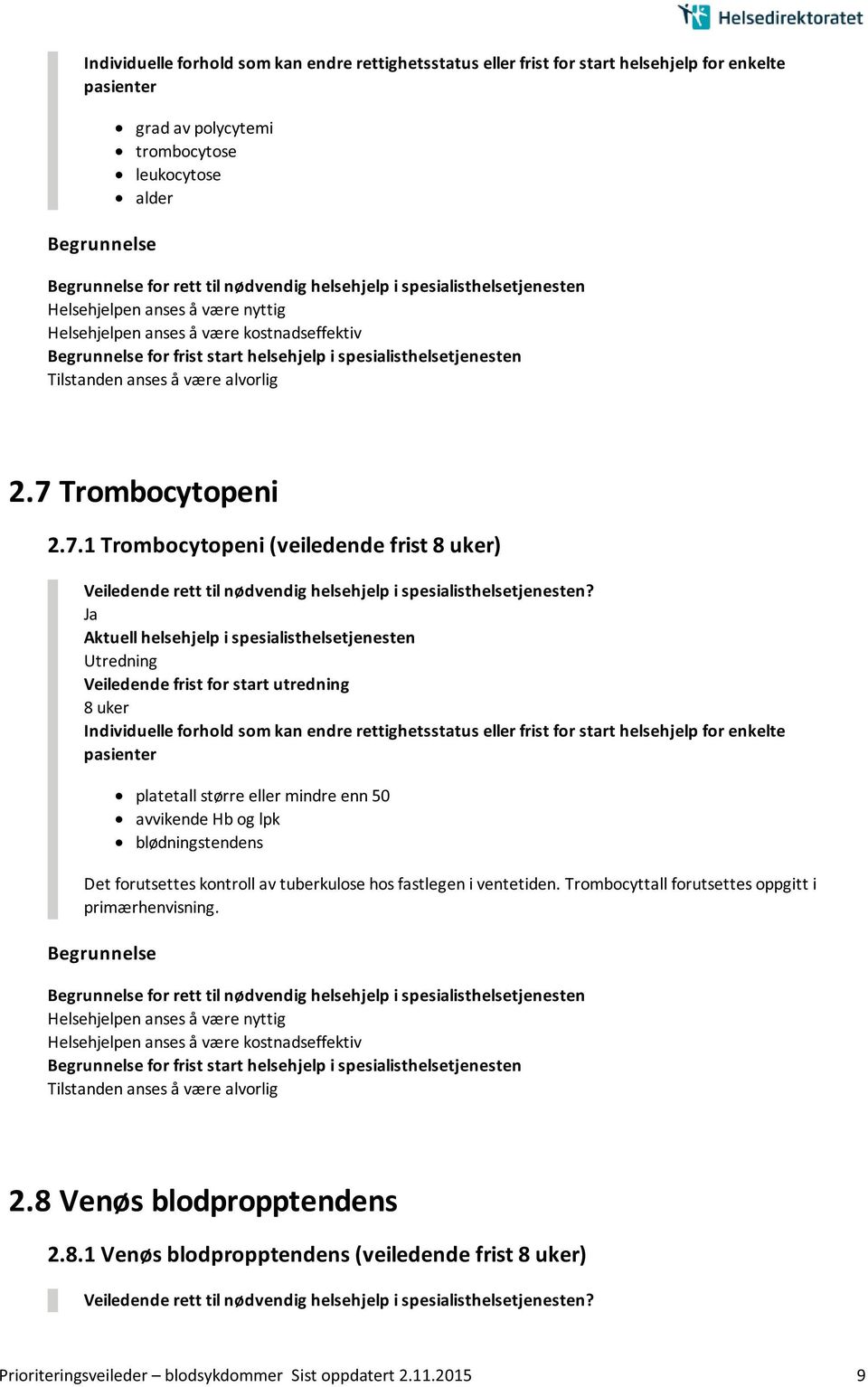 Trombocytopeni 2.7.