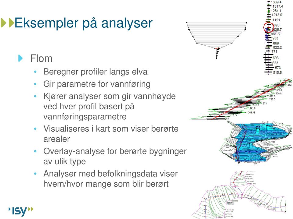 vannføringsparametre Visualiseres i kart som viser berørte arealer Overlay-analyse