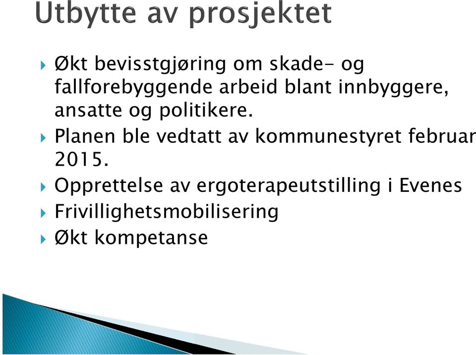 Planen ble vedtatt av kommunestyret februar 2015.