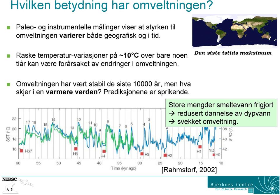 Raske temperatur-variasjoner på ~10 C over bare noen tiår kan være forårsaket av endringer i omveltningen.