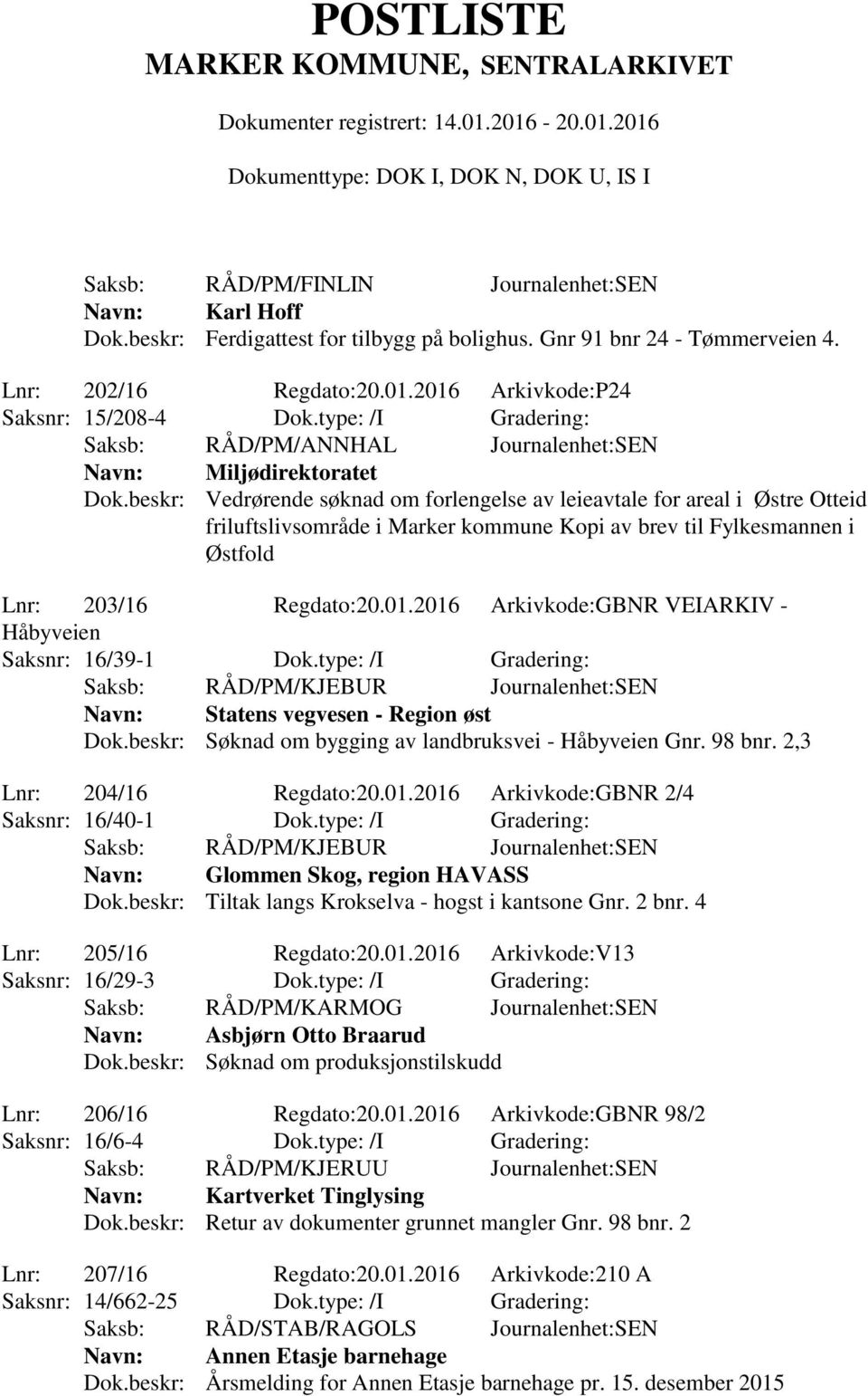 beskr: Vedrørende søknad om forlengelse av leieavtale for areal i Østre Otteid friluftslivsområde i Marker kommune Kopi av brev til Fylkesmannen i Østfold Lnr: 203/16 Regdato:20.01.