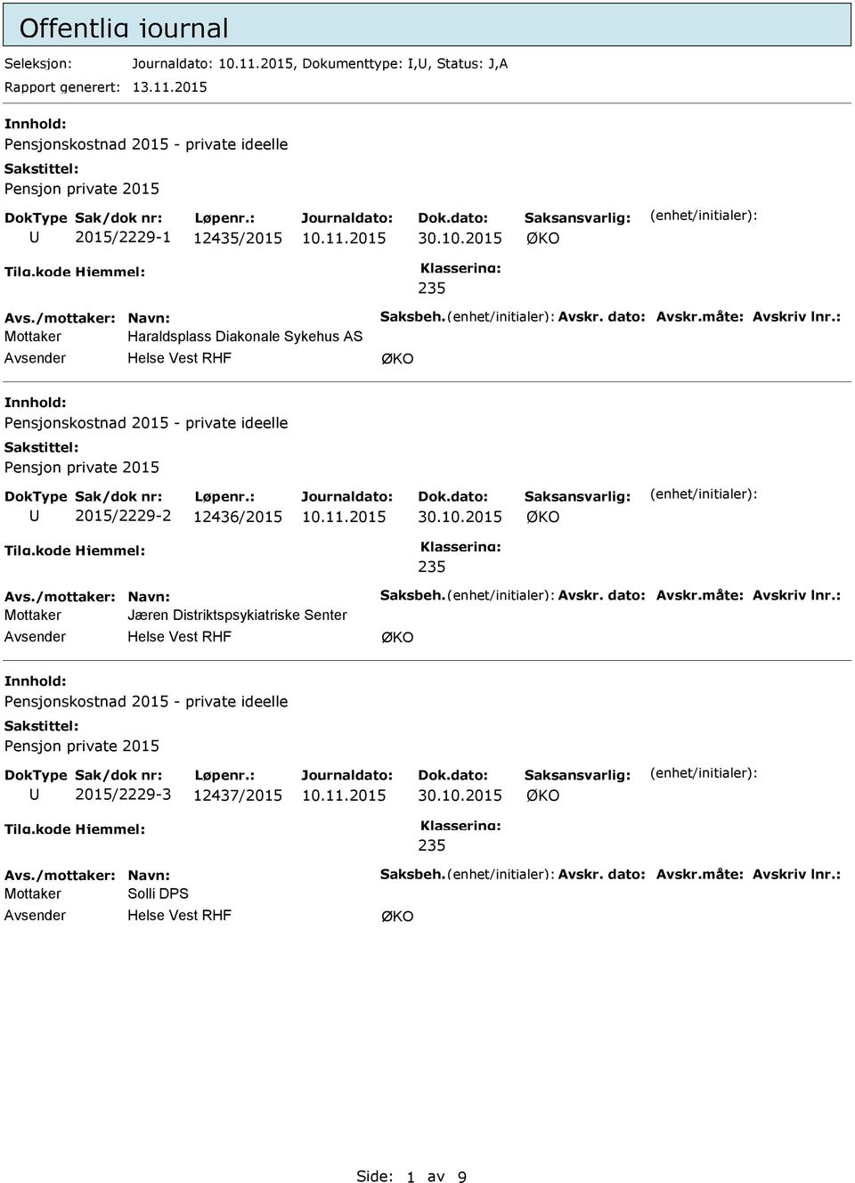 : Mottaker Haraldsplass Diakonale Sykehus AS 2015/2229-2 12436/2015 Avs.