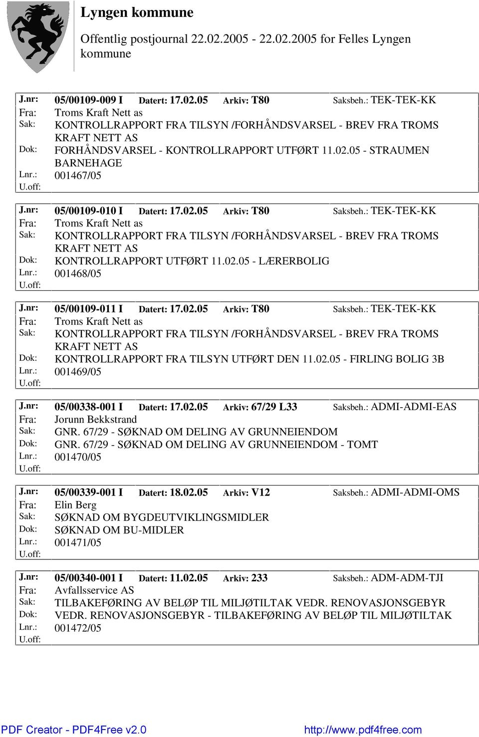 02.05 - FIRLING BOLIG 3B Lnr.: 001469/05 J.nr: 05/00338-001 I Datert: 17.02.05 Arkiv: 67/29 L33 Saksbeh.: ADMI-ADMI-EAS Fra: Jorunn Bekkstrand Sak: GNR.