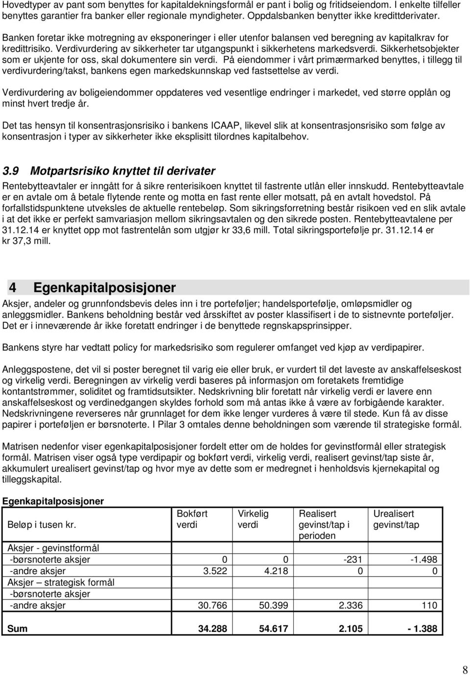 Verdivurdering av sikkerheter tar utgangspunkt i sikkerhetens markedsverdi. Sikkerhetsobjekter som er ukjente for oss, skal dokumentere sin verdi.