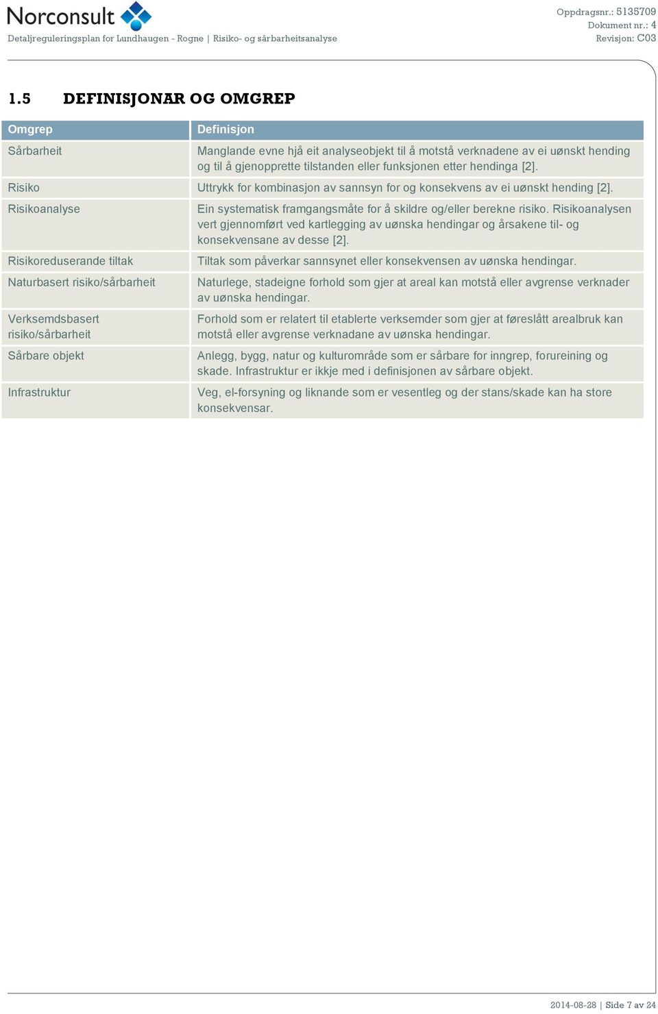 Risikoanalyse Risikoreduserande tiltak Naturbasert risiko/sårbarheit Verksemdsbasert risiko/sårbarheit Sårbare objekt Infrastruktur Ein systematisk framgangsmåte for å skildre og/eller berekne risiko.