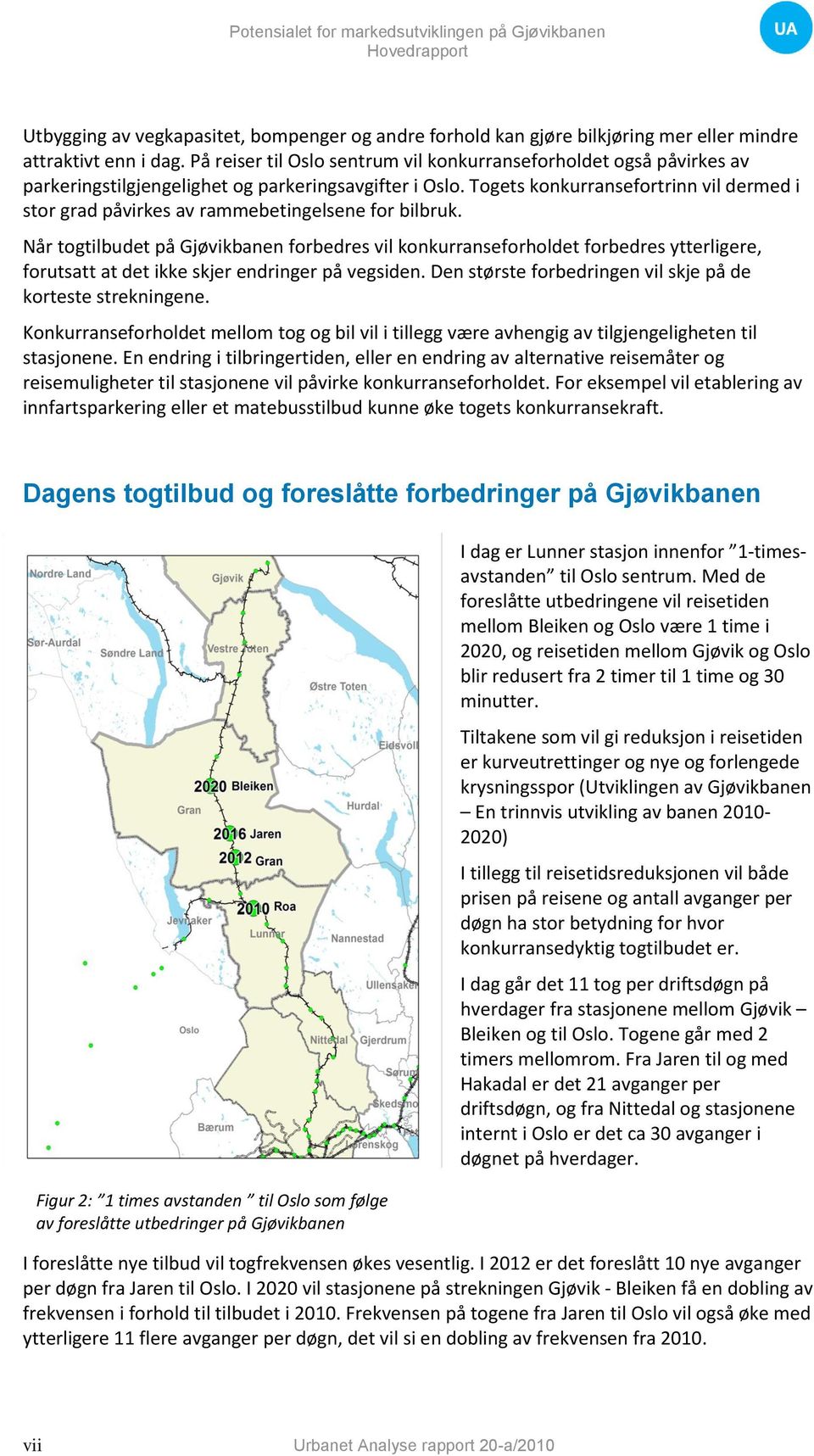 Togets konkurransefortrinn vil dermed i stor grad påvirkes av rammebetingelsene for bilbruk.