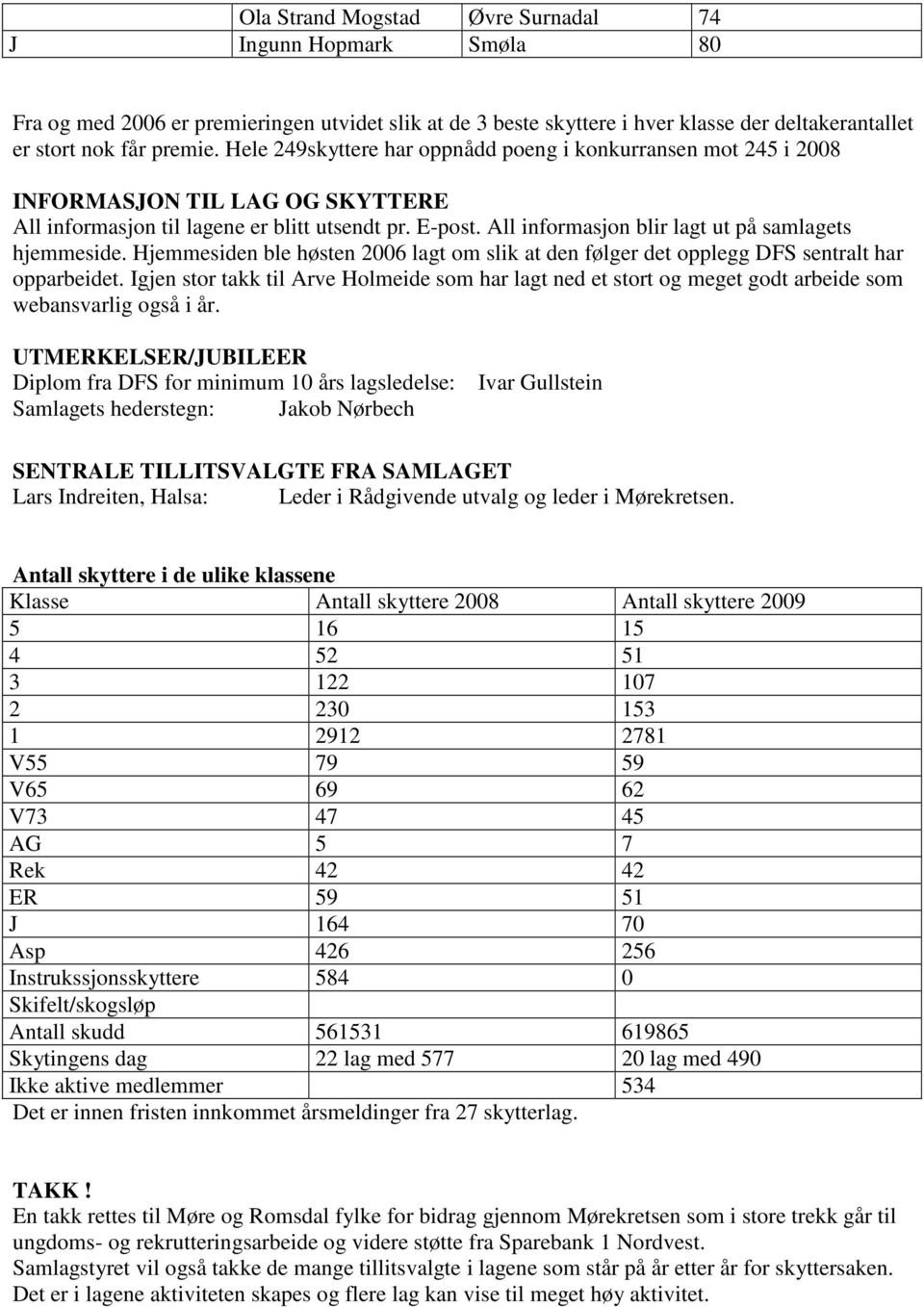 All informasjon blir lagt ut på samlagets hjemmeside. Hjemmesiden ble høsten 2006 lagt om slik at den følger det opplegg DFS sentralt har opparbeidet.