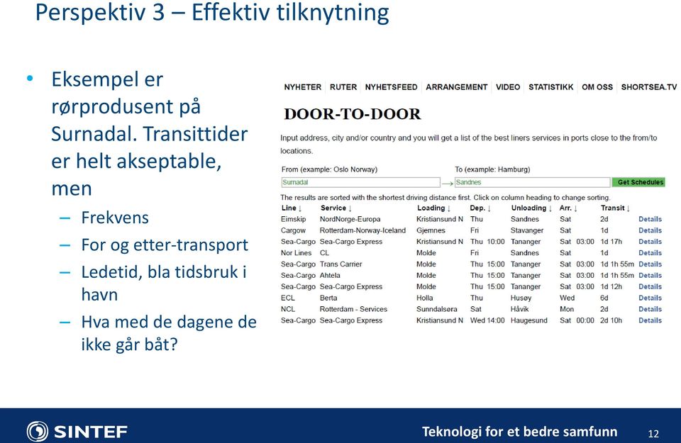 Transittider er helt akseptable, men Frekvens For og