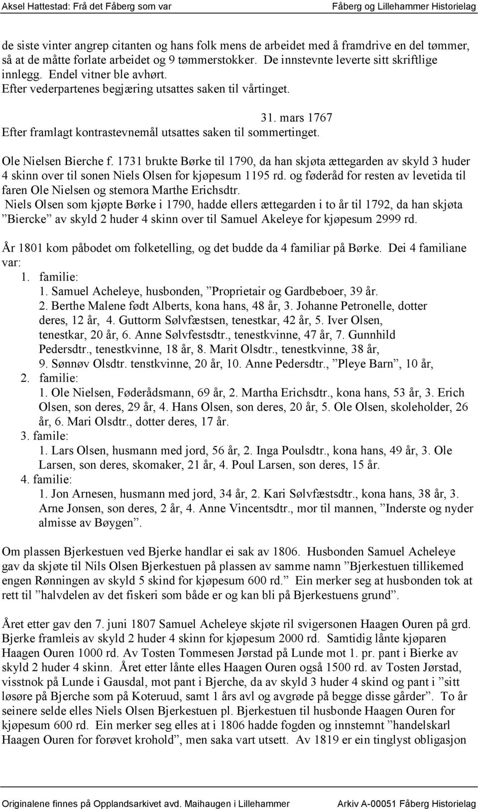 1731 brukte Børke til 1790, da han skjøta ættegarden av skyld 3 huder 4 skinn over til sonen Niels Olsen for kjøpesum 1195 rd.