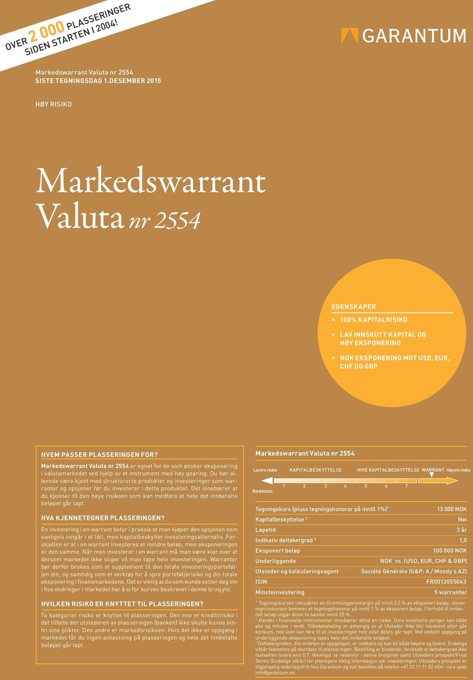 Markedswarrant Valuta nr 2554 er egnet for de som ønsker eksponering i valutamarkedet ved hjelp av et instrument med høy gearing.