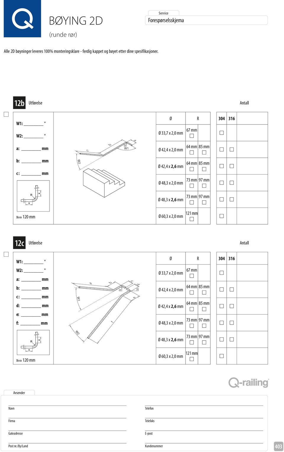 W1: Ø 304 316 W2: Ø 33,7 2,0 mm d: mm W1 c d e Ø 42,4 2,0 mm Ø 42,4 2,6