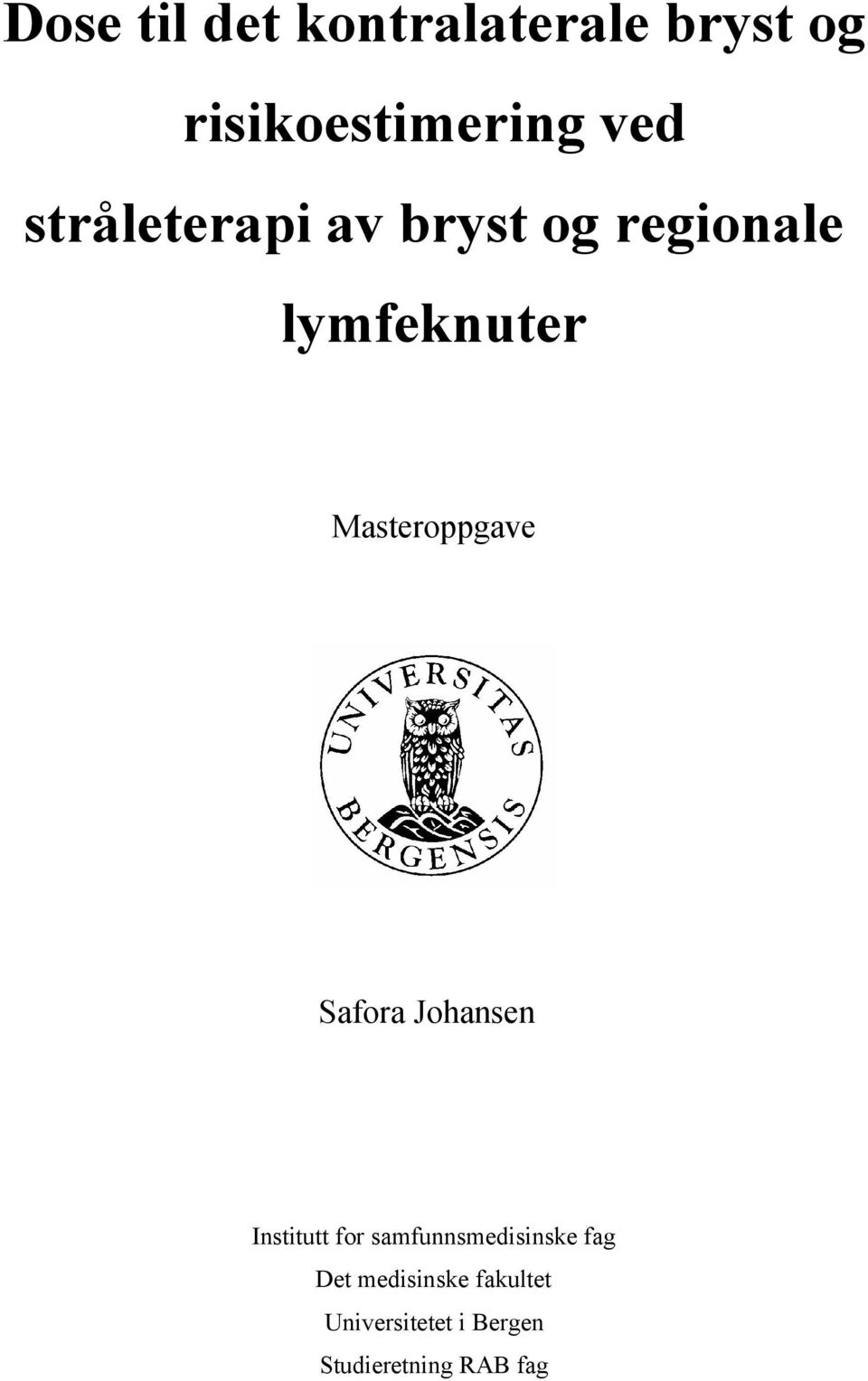 Masteroppgave Safora Johansen Institutt for