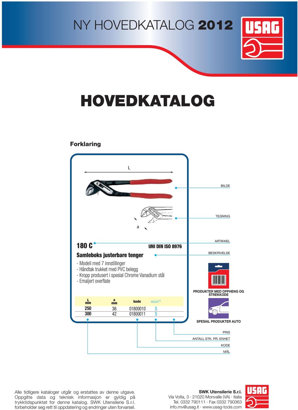 Oppgitte dt og teknisk informsjon er gyldig på trykktidspunktet for denne ktlog. SWK Utensilerie S.r.l. foreholder seg rett til oppdtering og endringer uten forvrsel.