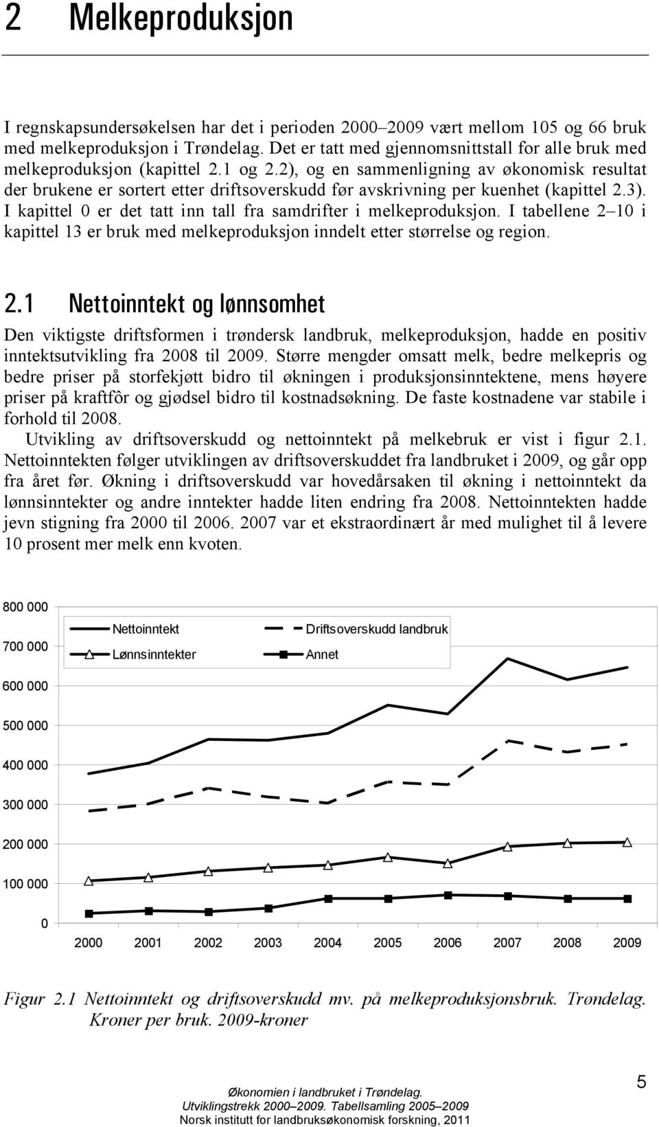 2), og en sammenligning av økonomisk resultat der brukene er sortert etter driftsoverskudd før avskrivning per kuenhet (kapittel 2.3).