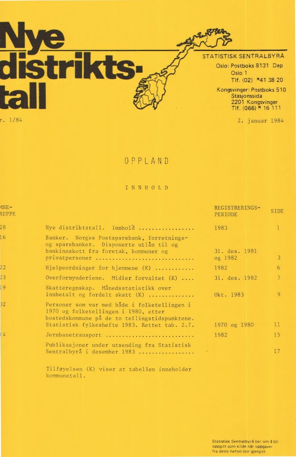 Månedsstatistikk over innbetalt og fordelt skatt (K) Okt. 1983 9 )2 Personer som var med både i folketellingen i 1970 og folketellingen i 1980, etter bostedskommune på de to tellingstidspunktene.