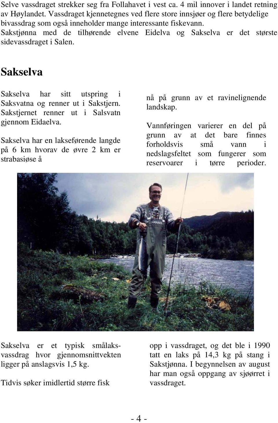 Sakstjønna med de tilhørende elvene Eidelva og Sakselva er det største sidevassdraget i Salen. Sakselva Sakselva har sitt utspring i Saksvatna og renner ut i Sakstjern.