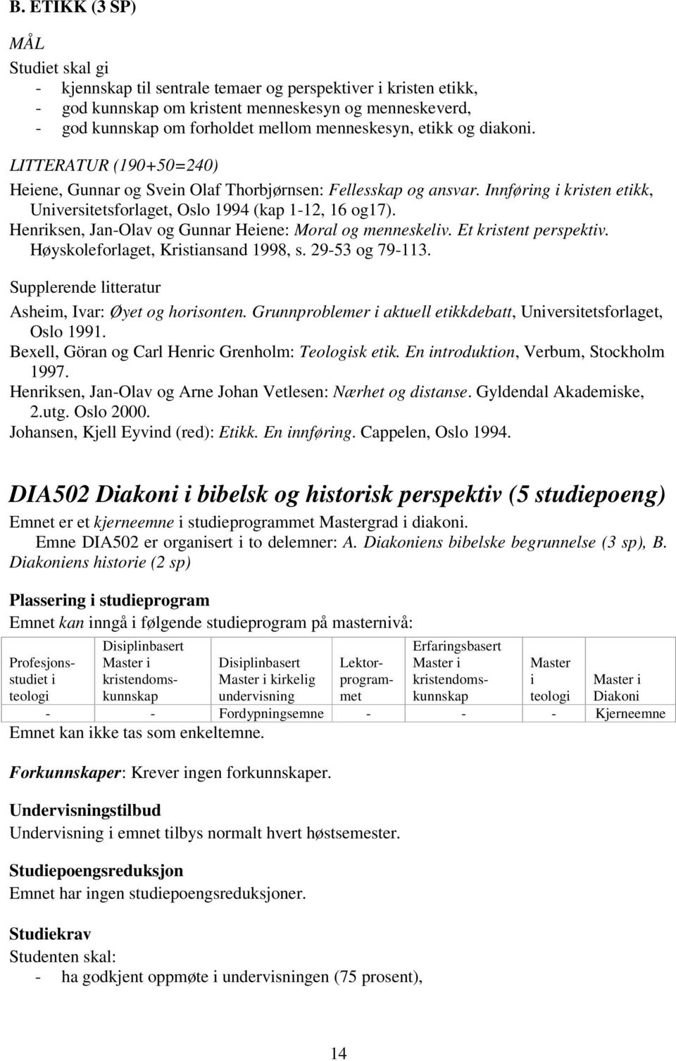 Henrksen, Jan-Olav og Gunnar Heene: Moral og menneskelv. Et krstent perspektv. Høyskoleforlaget, Krstansand 1998, s. 29-53 og 79-113. Supplerende ltteratur Ashem, Ivar: Øyet og horsonten.