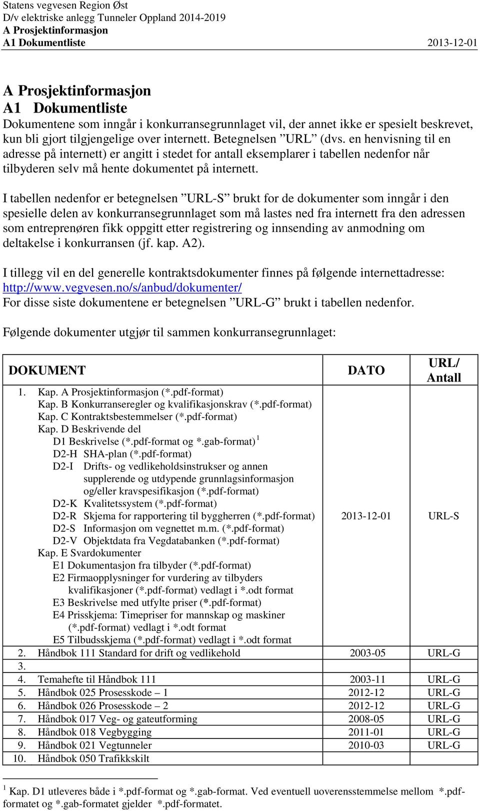 en henvisning til en adresse på internett) er angitt i stedet for antall eksemplarer i tabellen nedenfor når tilbyderen selv må hente dokumentet på internett.