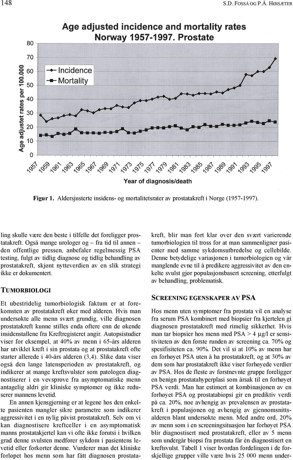 strategi ikke er dokumentert. TUMORBIOLOGI Et ubestridelig tumorbiologisk faktum er at forekomsten av prostatakreft øker med alderen.