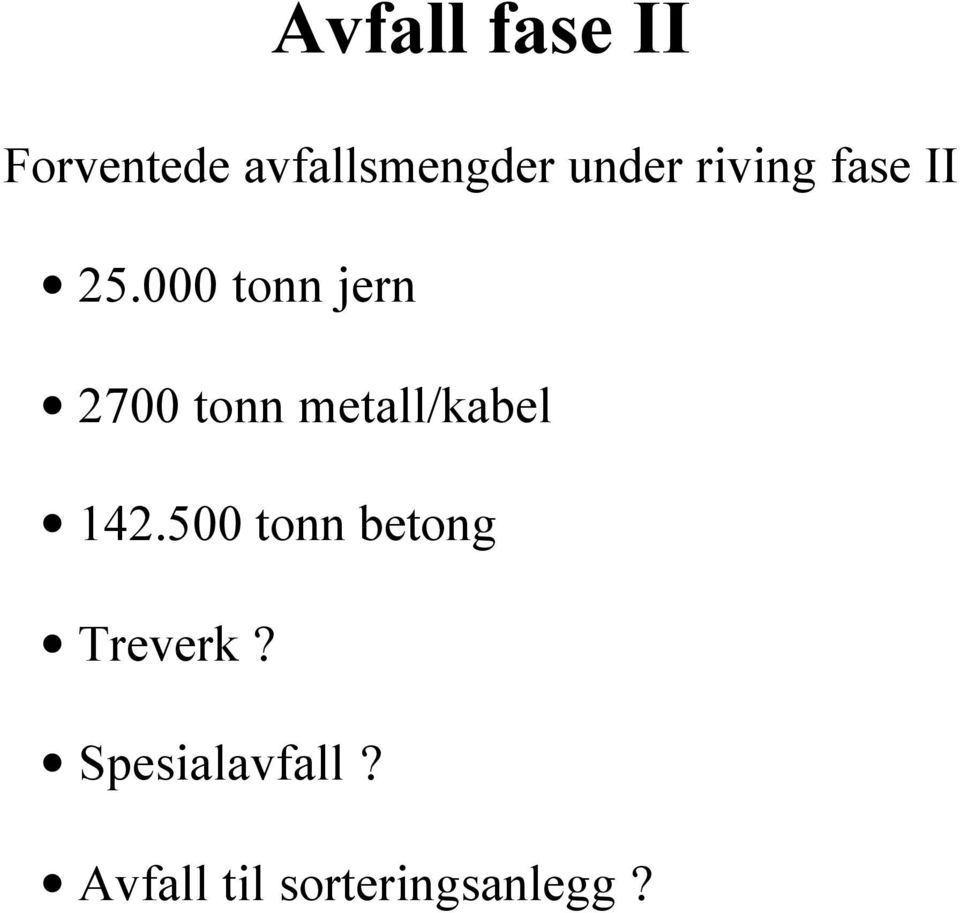 000 tonn jern 2700 tonn metall/kabel 142.