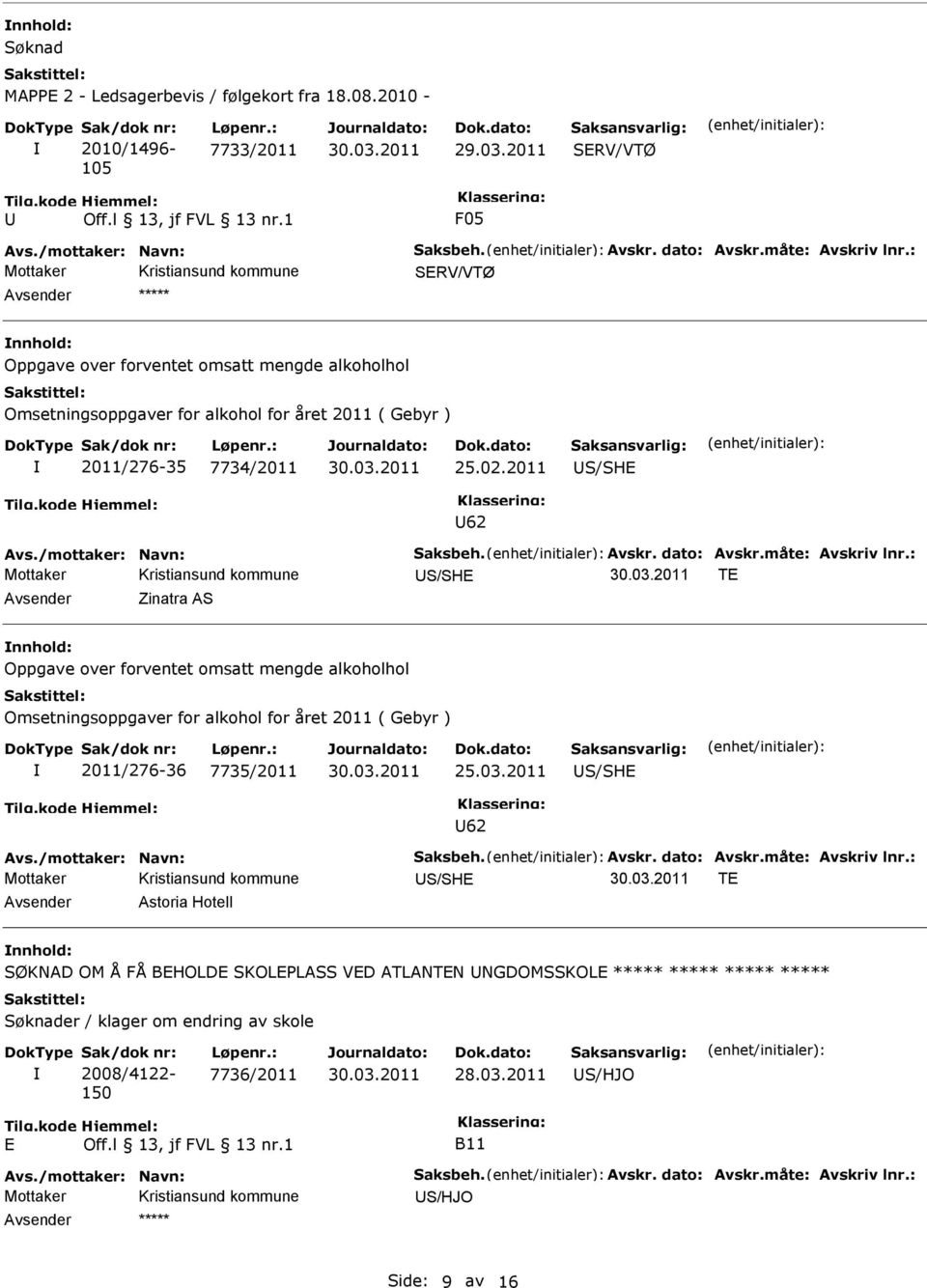 dato: Avskr.måte: Avskriv lnr.: S/SH T Zinatra AS Oppgave over forventet omsatt mengde alkoholhol Omsetningsoppgaver for alkohol for året 2011 ( Gebyr ) 2011/276-36 7735/2011 25.03.2011 S/SH 62 Avs.