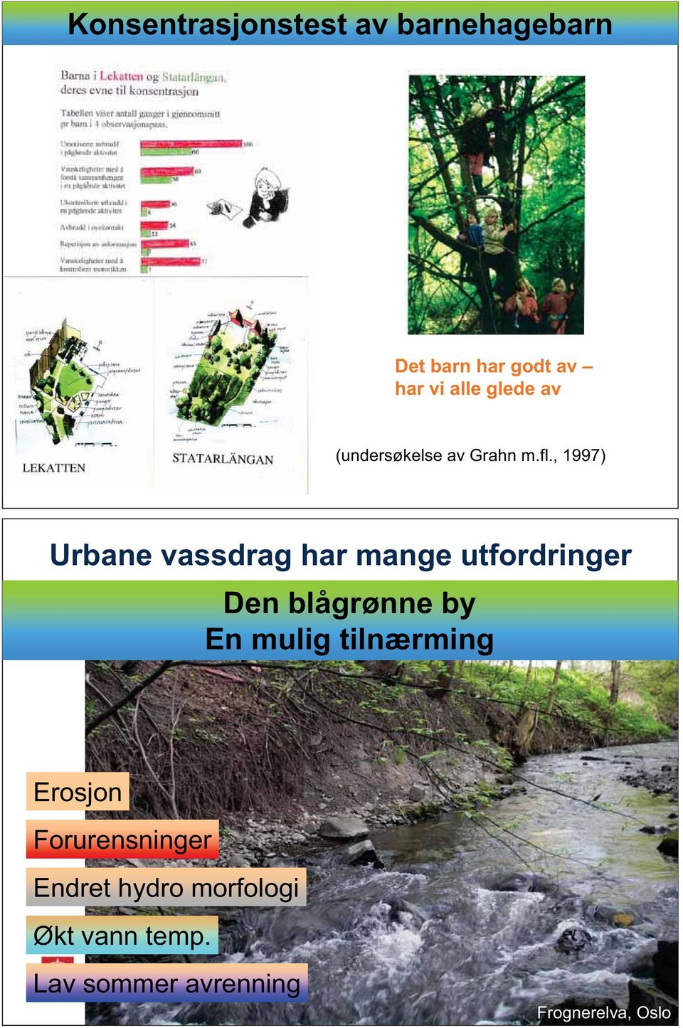 , 1997) Urbane vassdrag har mange utfordringer Den blågrønne by En mulig