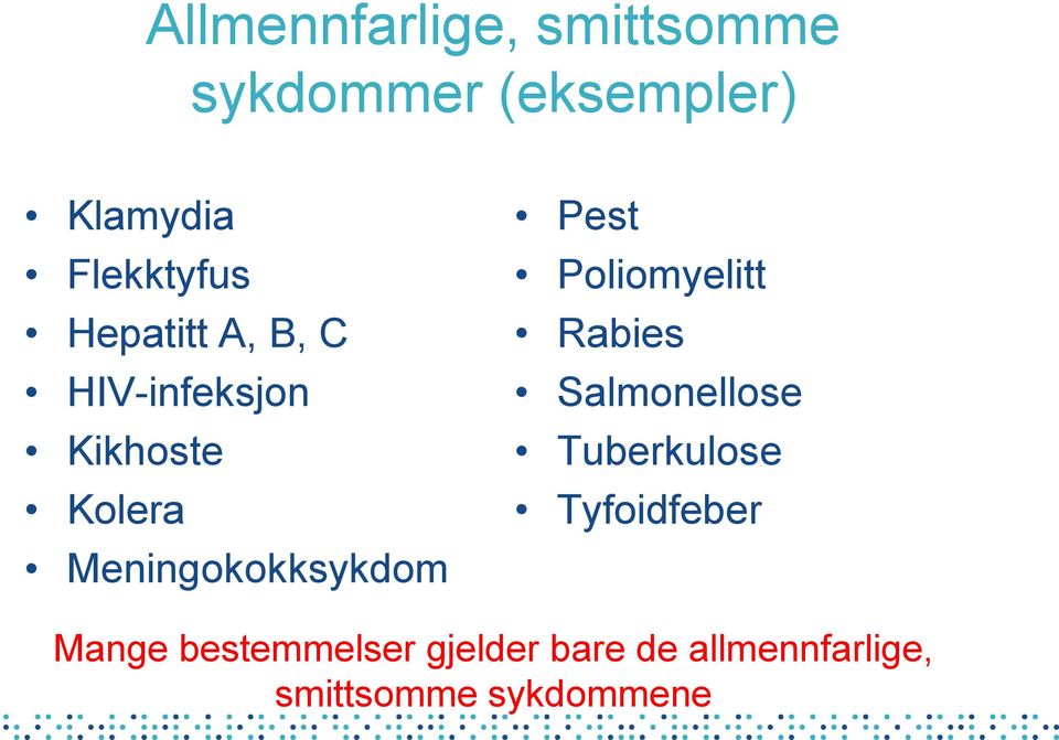 Meningokokksykdom Pest Poliomyelitt Rabies Salmonellose